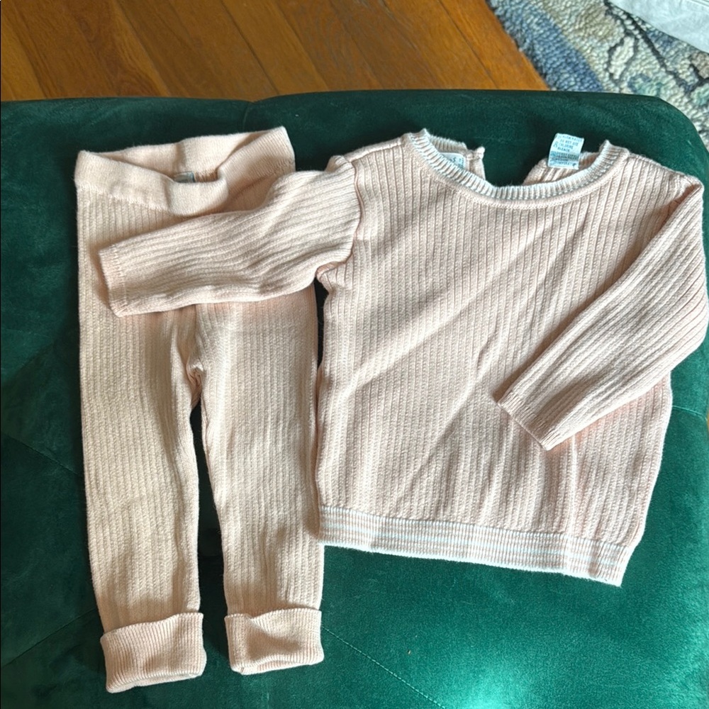 Feltman Brothers Striped Trimmed Ribbed Set - Pale Pink- size 3 Months